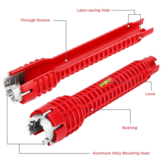 8-in-1 Mehrzweckschlüssel für Sanitärarbeiten und Spülbecken