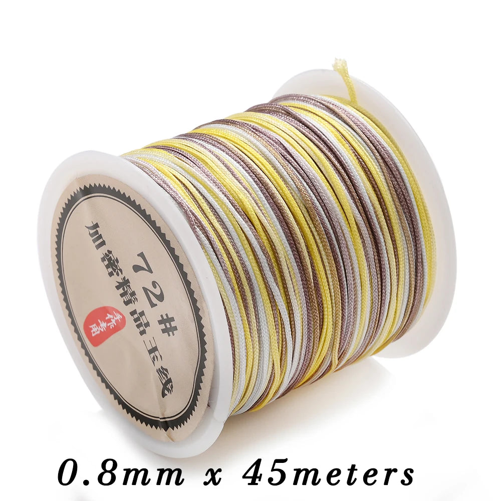 45 m Rolle 0,8 mm Farbverlauf Makramee Faden für Schmuckherstellung
