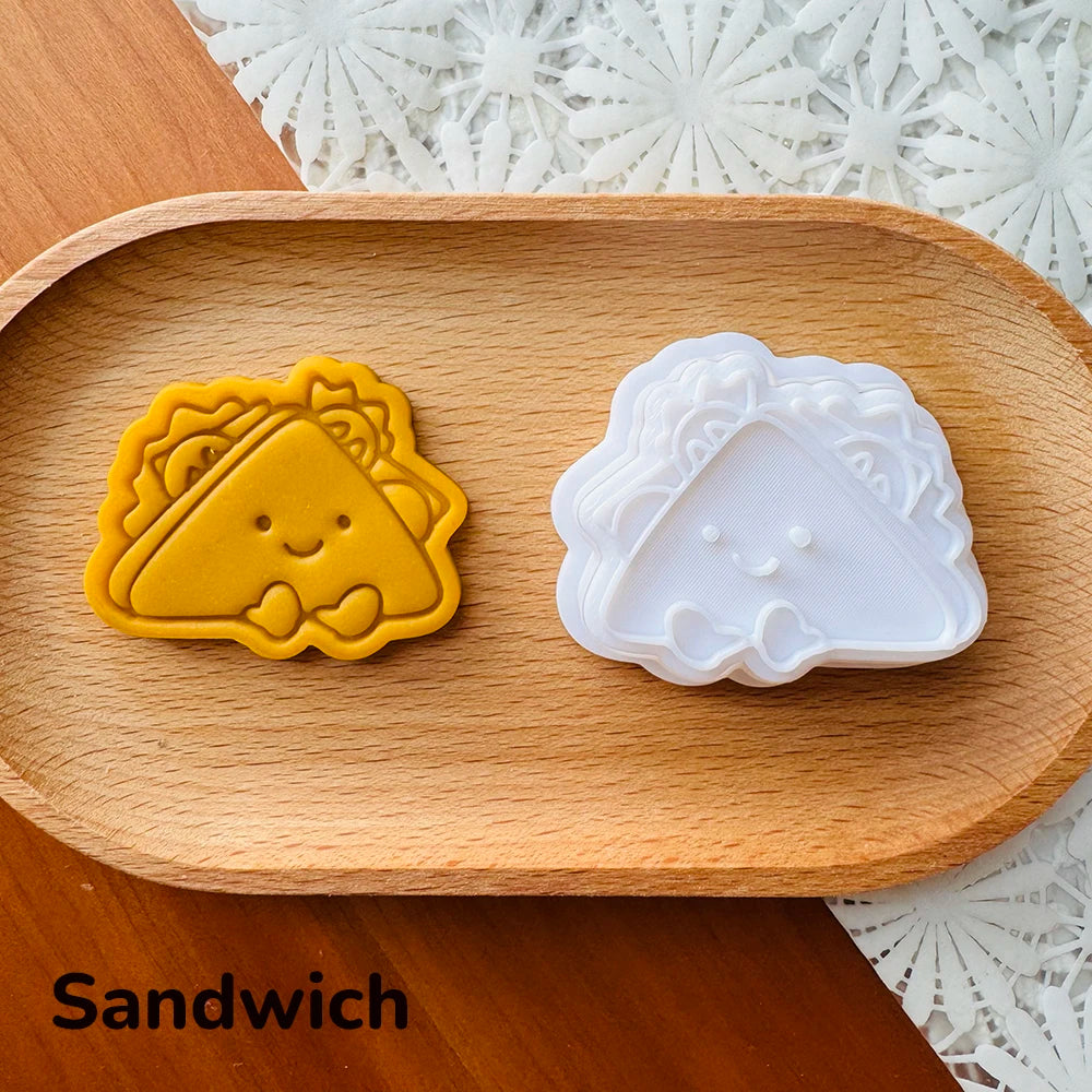 Kreative Backform: Burger - Sandwich Motiv Keksstempel aus PLA Kunststoff