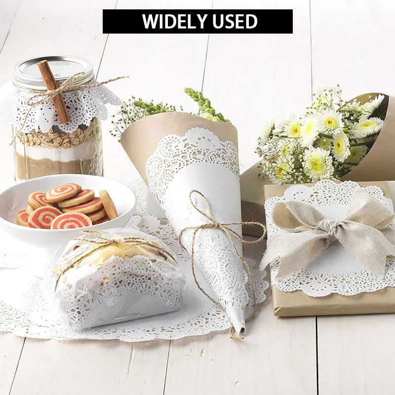 150 Runde Papier Spitzendeckchen Weiß Party Deko Tischsets Backzubehör