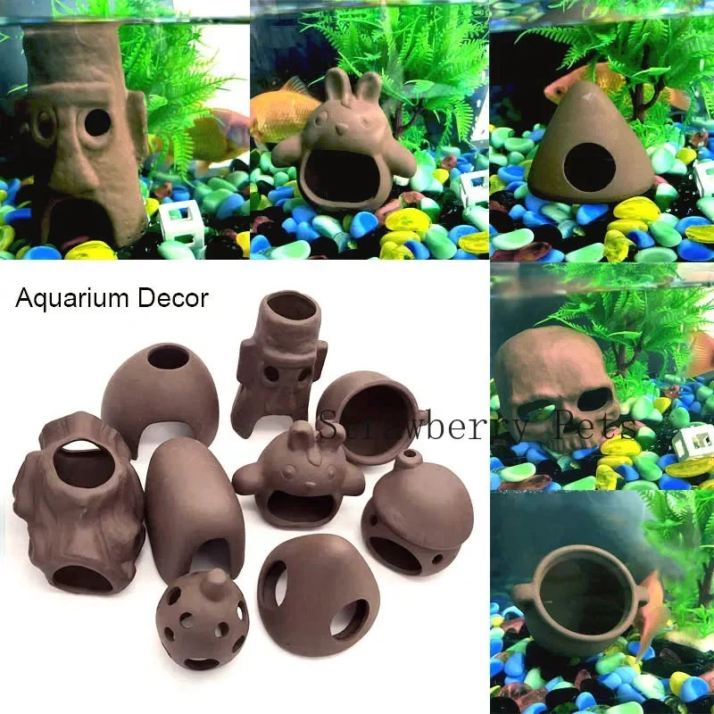Aquarium Dekorations-Haus Keramik – Schutz für Fische Garnelen (5 Varianten)