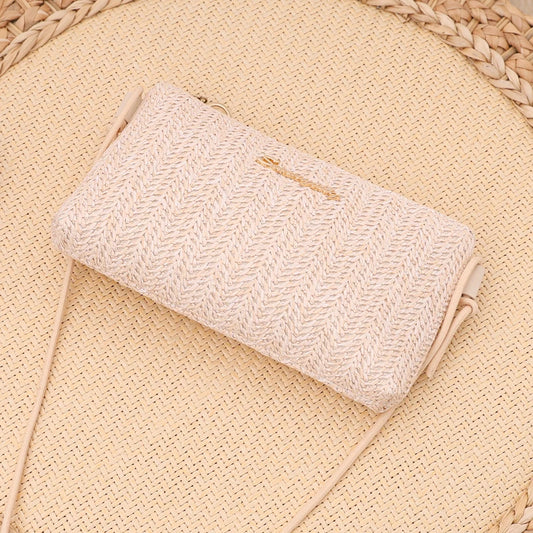 Leichte pastorale Schultertasche aus Stroh für Damen, vielseitig - soft