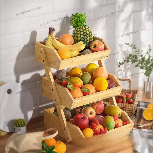Dreischichtiger Bambus Obst und Gemüsekorb für die Küche