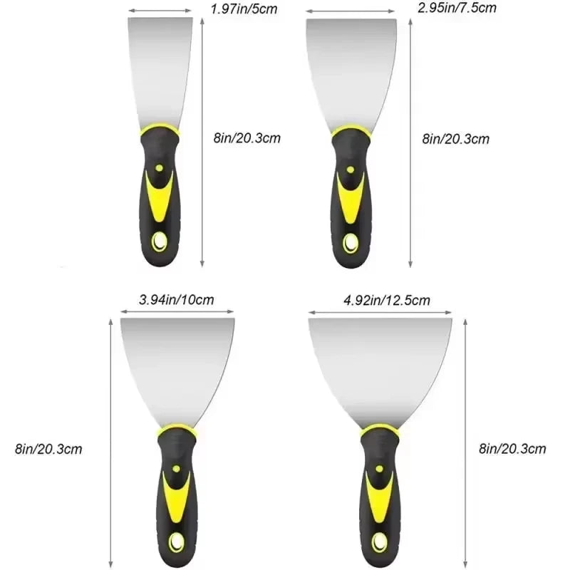 Vielseitiges 4-teiliges Edelstahl-Spachtel-Set 2-5 Zoll – robust - ergonomisch