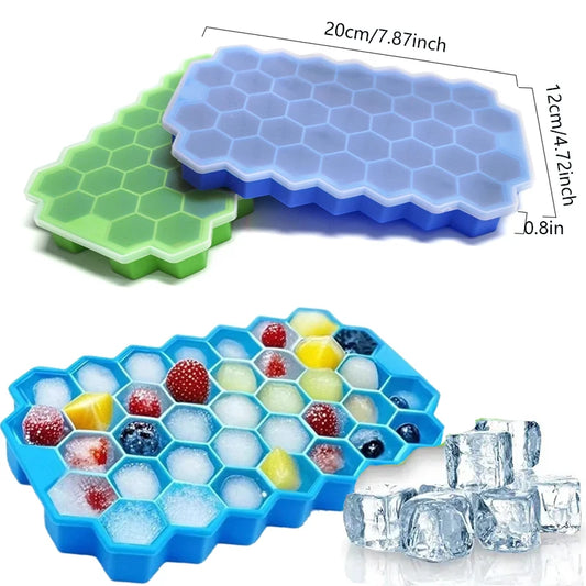 37er Waben Silikon Eiswürfelform mit Deckel - BPA-frei Whisky Bier