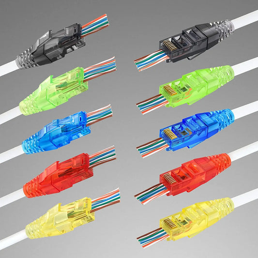 Farbige RJ45 Stecker Schutzhüllen CAT6 (6.5mm) mit Zugentlastung