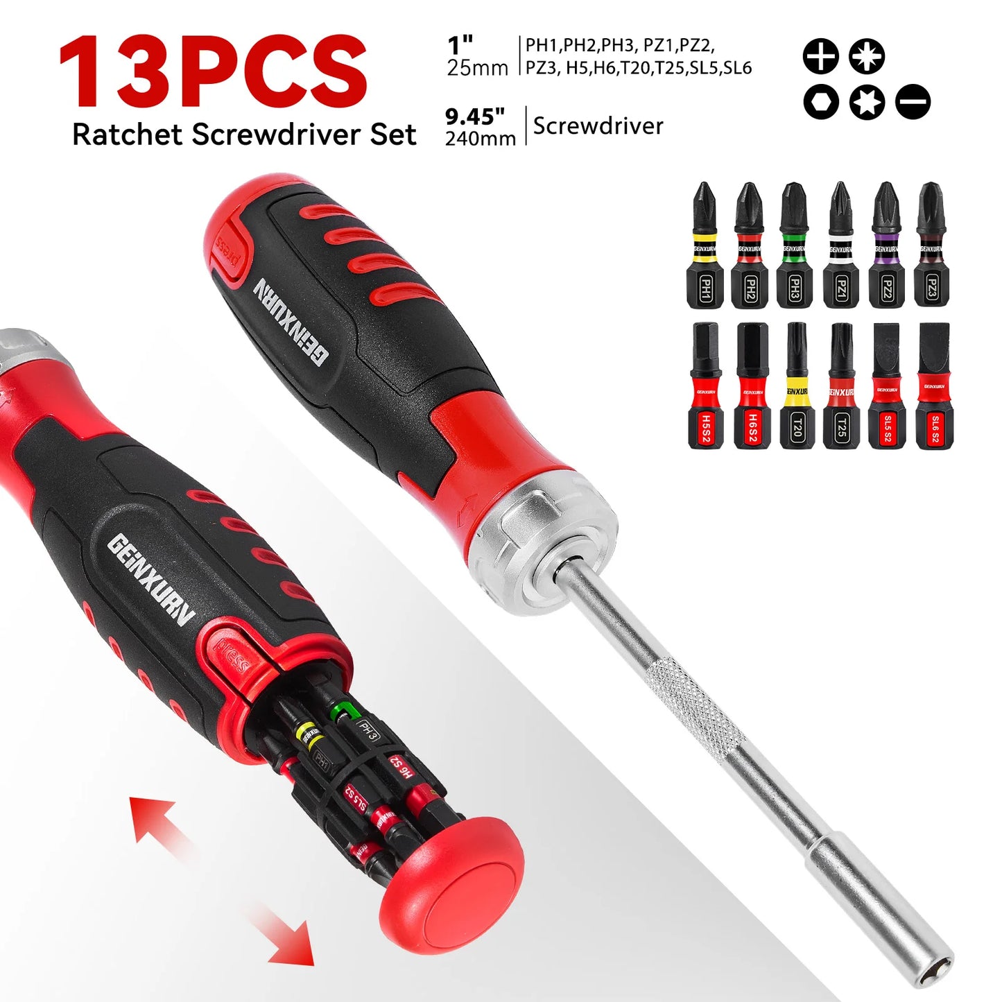 Vielseitiges 12-in-1 Ratschenschraubendreher Set für Reparaturen