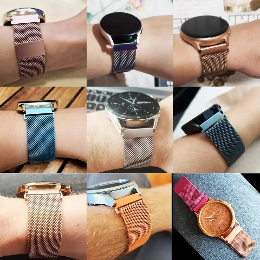 Elegantes 20/22mm Milanese Loop Magnetarmband aus Edelstahl – Unisex - Verstellbar
