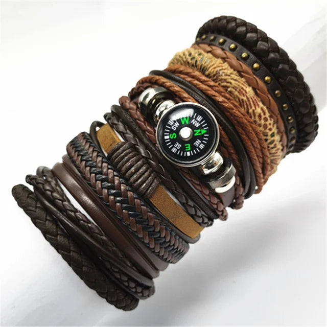 10 Stück Schwarze Lederarmbänder Handgewebt Verstellbar Unisex Schmuck