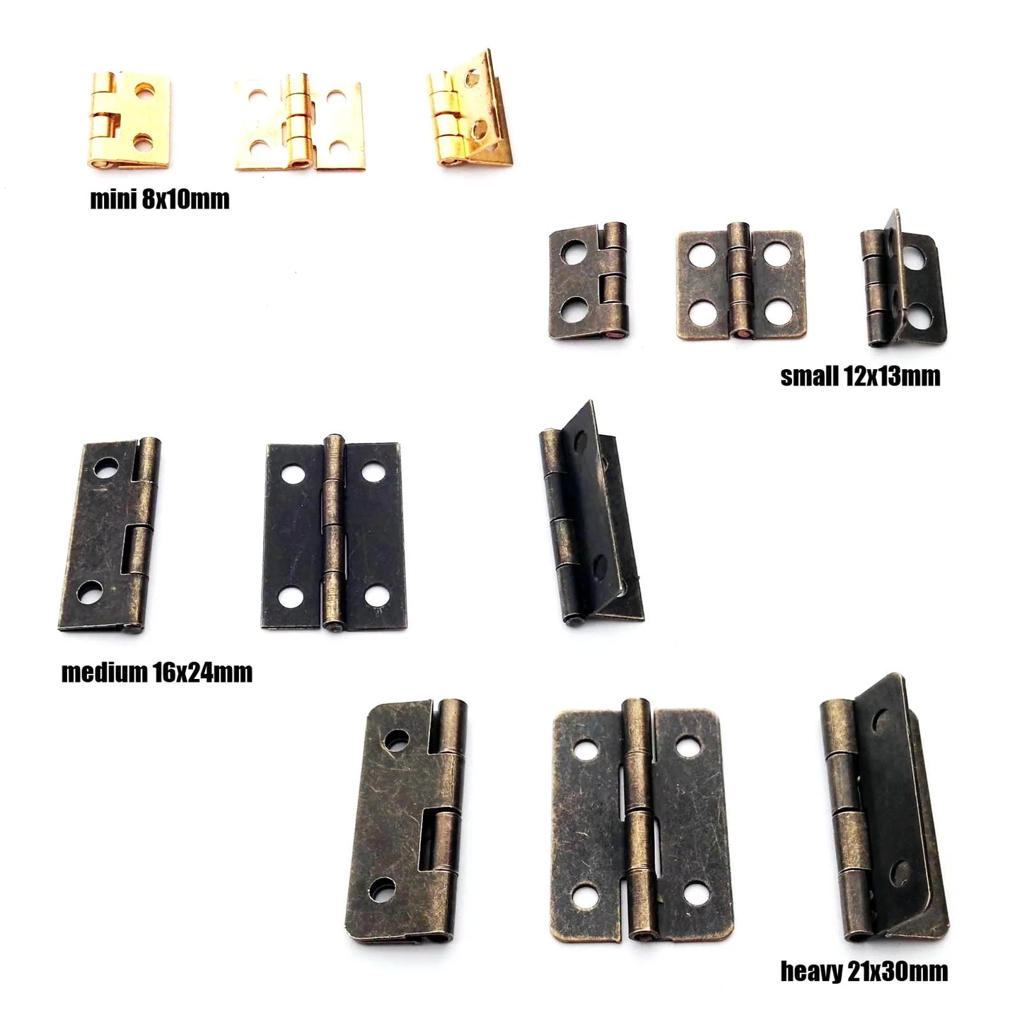 Mini Messing Möbel-Scharnier 12 Stück für Holztruhen - Puppenhäuser