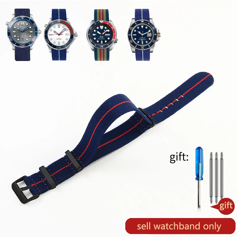 Retro Fallschirm Nylon Uhrenarmband in 18, 20 und 22 mm High Density