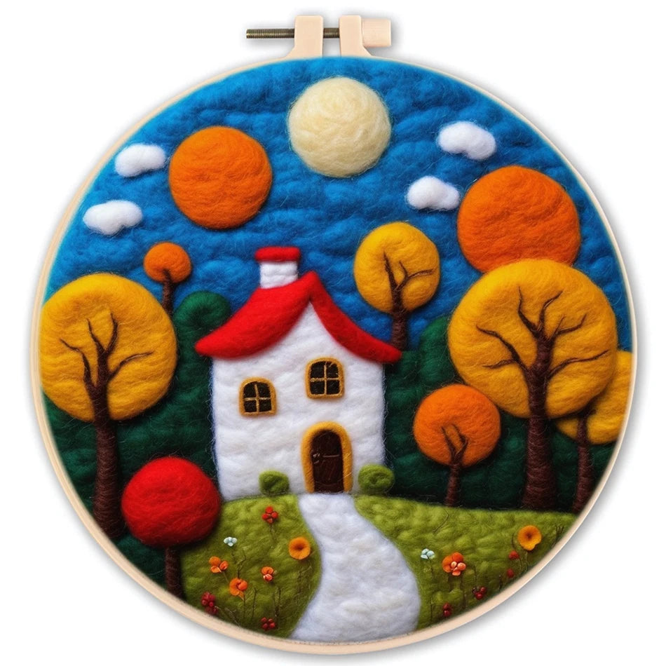 Kreatives Nadel Filz Kit für Anfänger mit Wolle, Nadeln - Filzleinwand 20x20cm