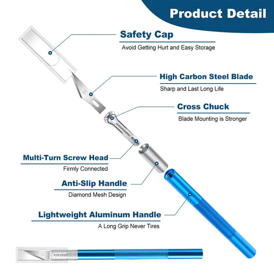 Metall Skalpellmesser Set mit 5 Klingen für DIY Gravur und Reparatur