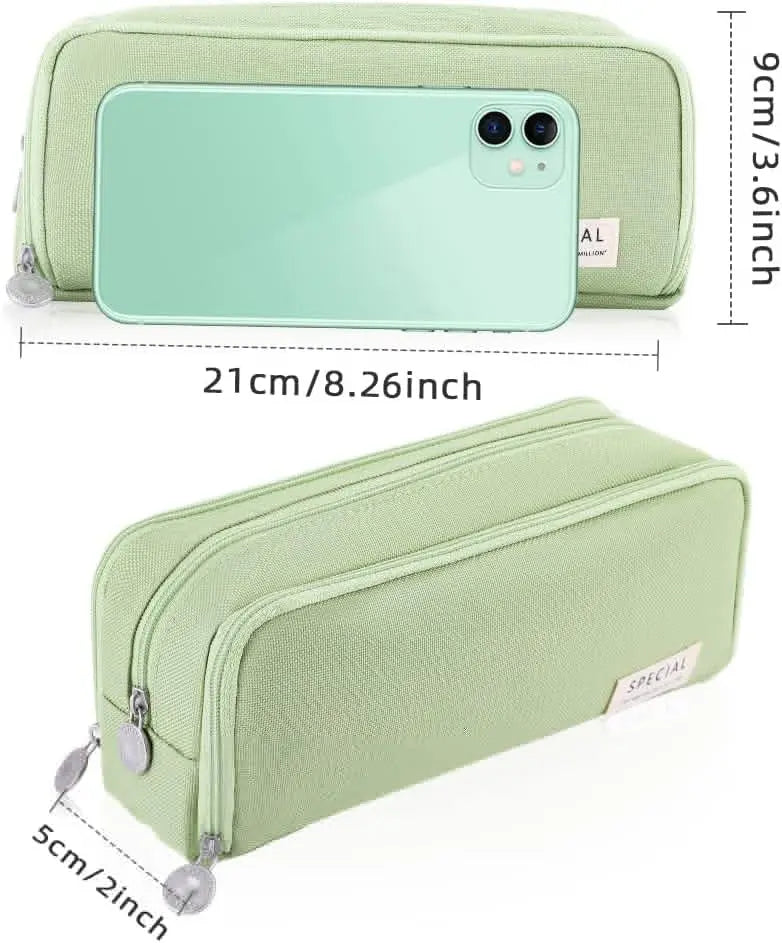 Doppellagiges Federmäppchen aus Leinwand für Schule - Büro 21x9 cm