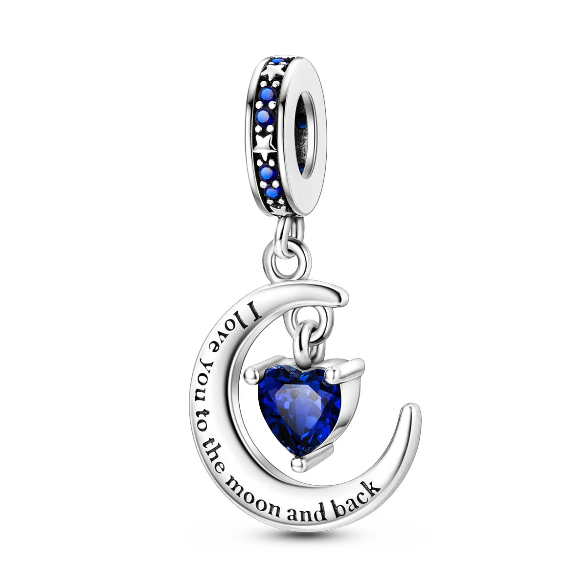 Edler Charm-Anhänger aus 925er Silber mit funkelndem blauem Zirkon – perfekt für DIY-Schmuck