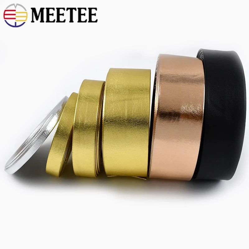 5 m PU Lederband 5-50 mm Gold Silber für DIY Schmuck Dekor Riemen
