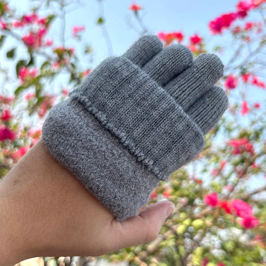 Warme Damen Alpaka Strickhandschuhe mit Fleecefutter und Touchscreen