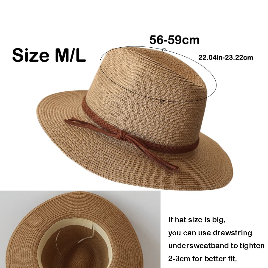 Stylischer Unisex Strohhut mit breiter Krempe – Leicht - UV-Schutz fürs Sommerlicht