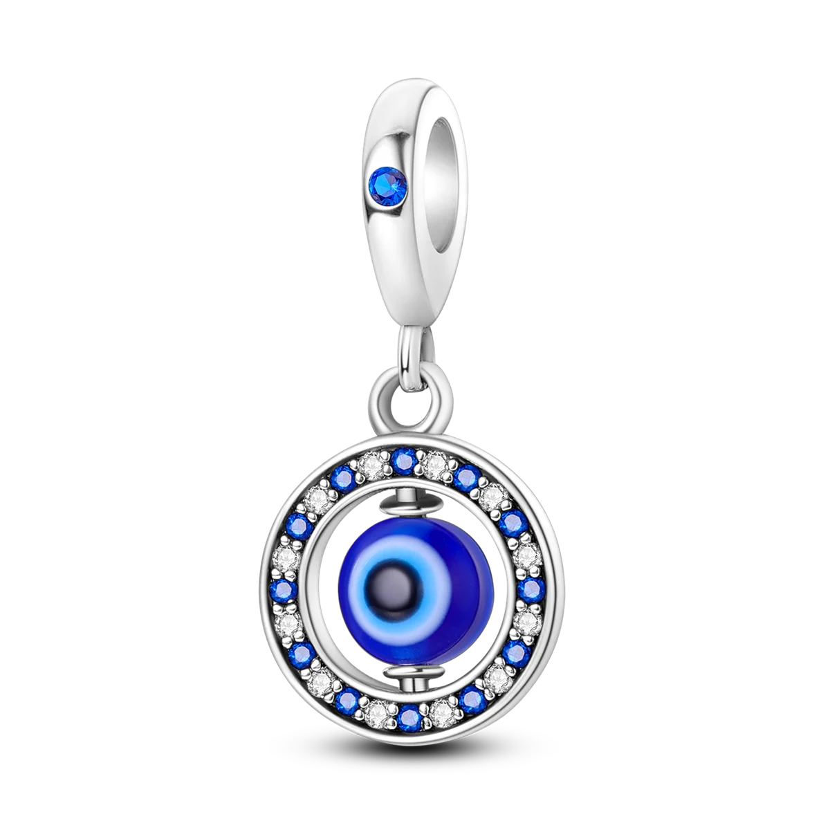 Edler Charm-Anhänger aus 925er Silber mit funkelndem blauem Zirkon – perfekt für DIY-Schmuck
