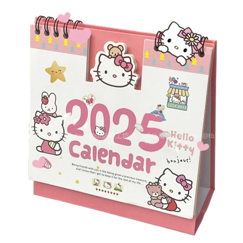 Charmanter 2025 Tischkalender mit kawaii Design und täglicher - monatlicher Planung