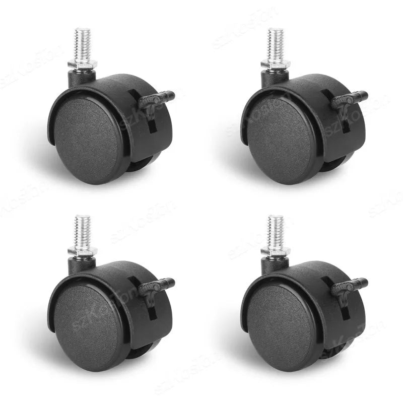 4 Universal Möbel-Fußrollen M8 Gewinde 1,5 Zoll ABS 360° leise Rollen