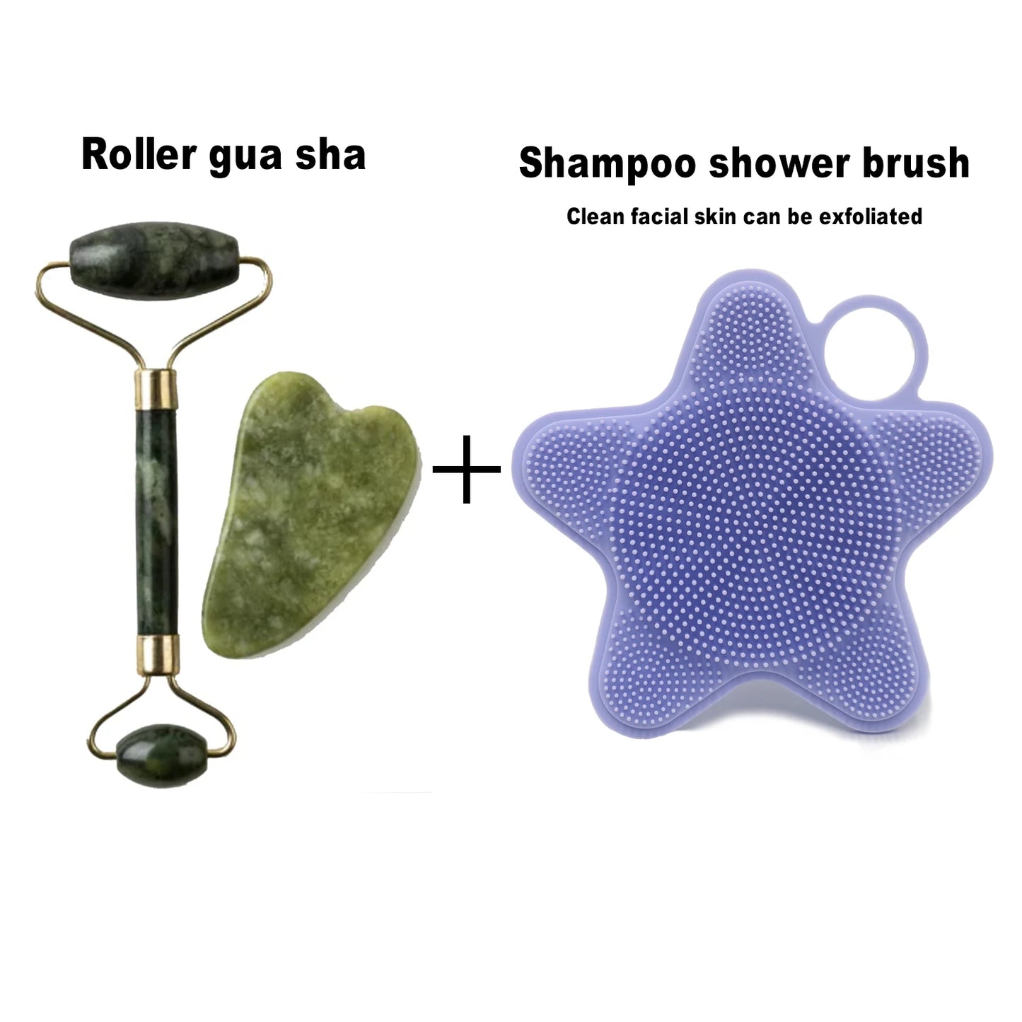 Natürlicher Gesichts-Jade-Roller mit kühlendem Gua Sha Set