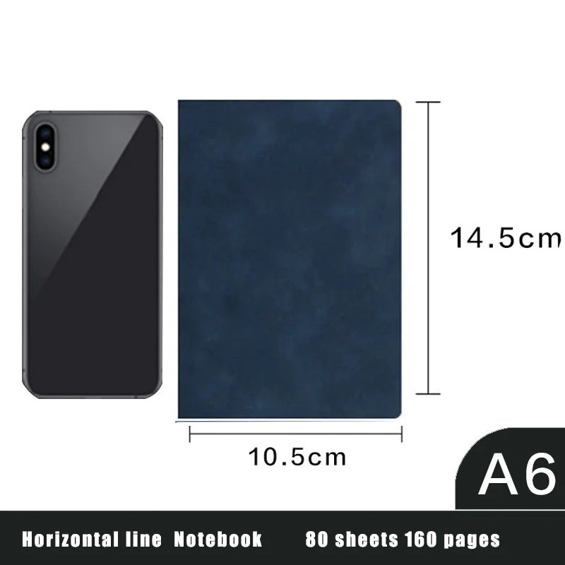 A6 Notizbuch Business Leder Optik Liniert 160 Seiten Notizen Journal