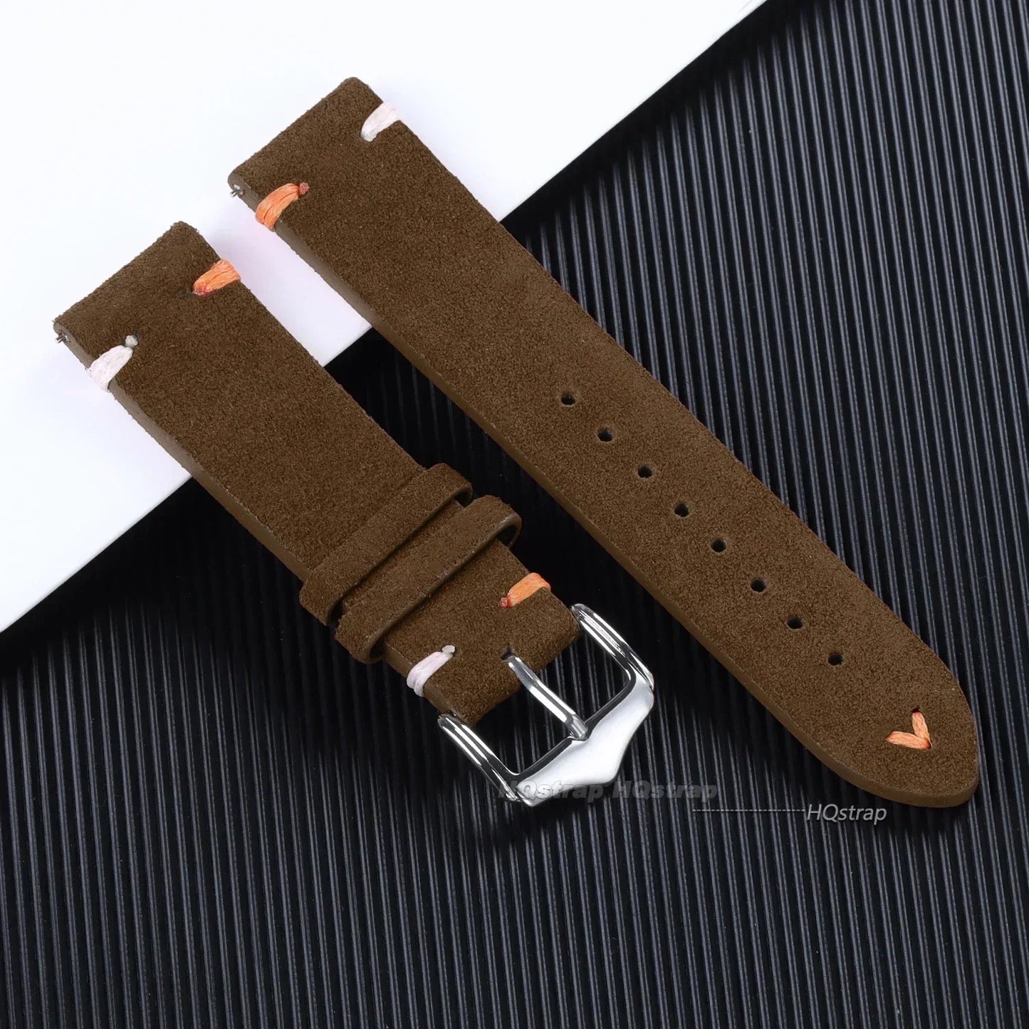 Wildlederarmband mit handgefertigten Nähten für Vintage Uhren 18-22mm
