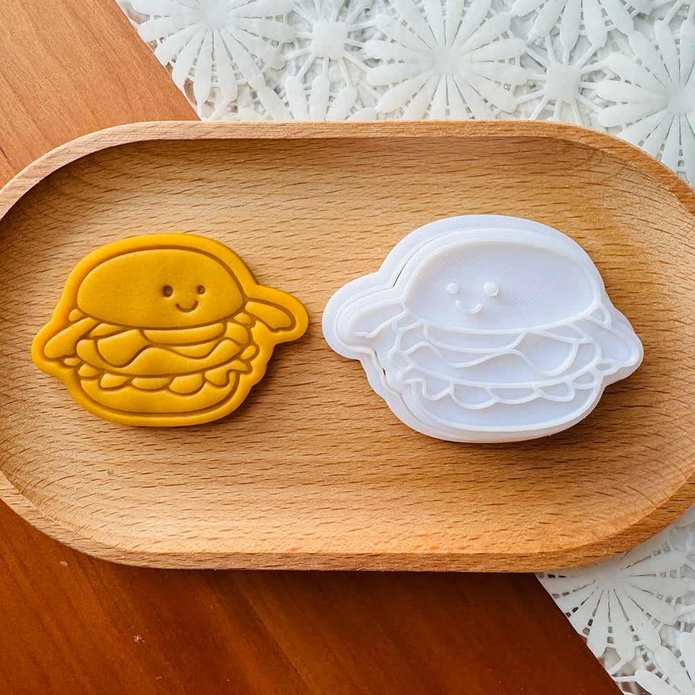Kreative Backform: Burger - Sandwich Motiv Keksstempel aus PLA Kunststoff