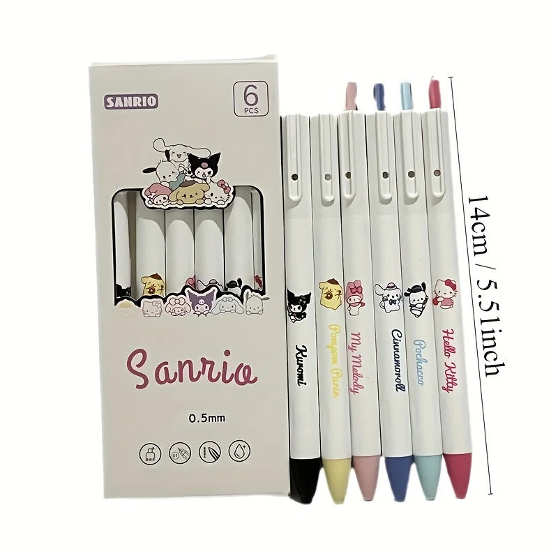 6-teiliges Gelstift-Set mit Hello Kitty - Co – Präzise 0,5mm, schnell trocknend