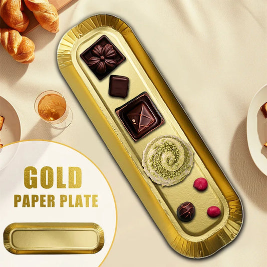 10x Einweg-Pappteller Gold matt, ölbeständig, robust, für Party & Catering