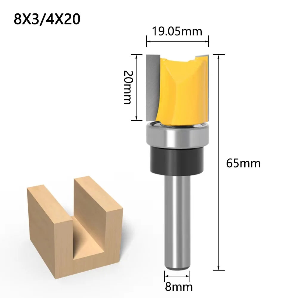 1/4 Zoll 8mm Schaft Langklinge Fräsbit mit Lager für Holzarbeiten