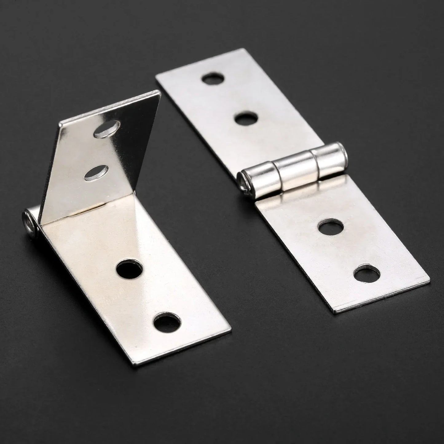 2er Set Möbel-Scharniere 74x20mm Zinklegierung für Holzkisten - Schränke