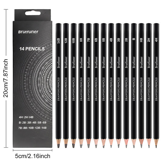 Vielseitiges 14-teiliges Skizze Bleistifte Set mit Härtegraden 6H–12B für Profi-Kunst