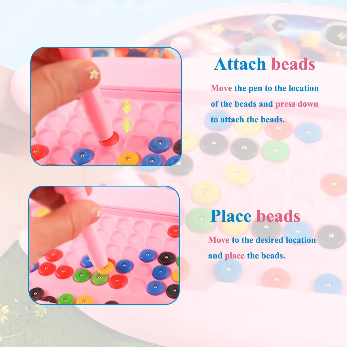 Kreatives Magnet-Doodle-Brett mit Stift - Perlen – Kinder 3-8 Jahre Lernspielzeug