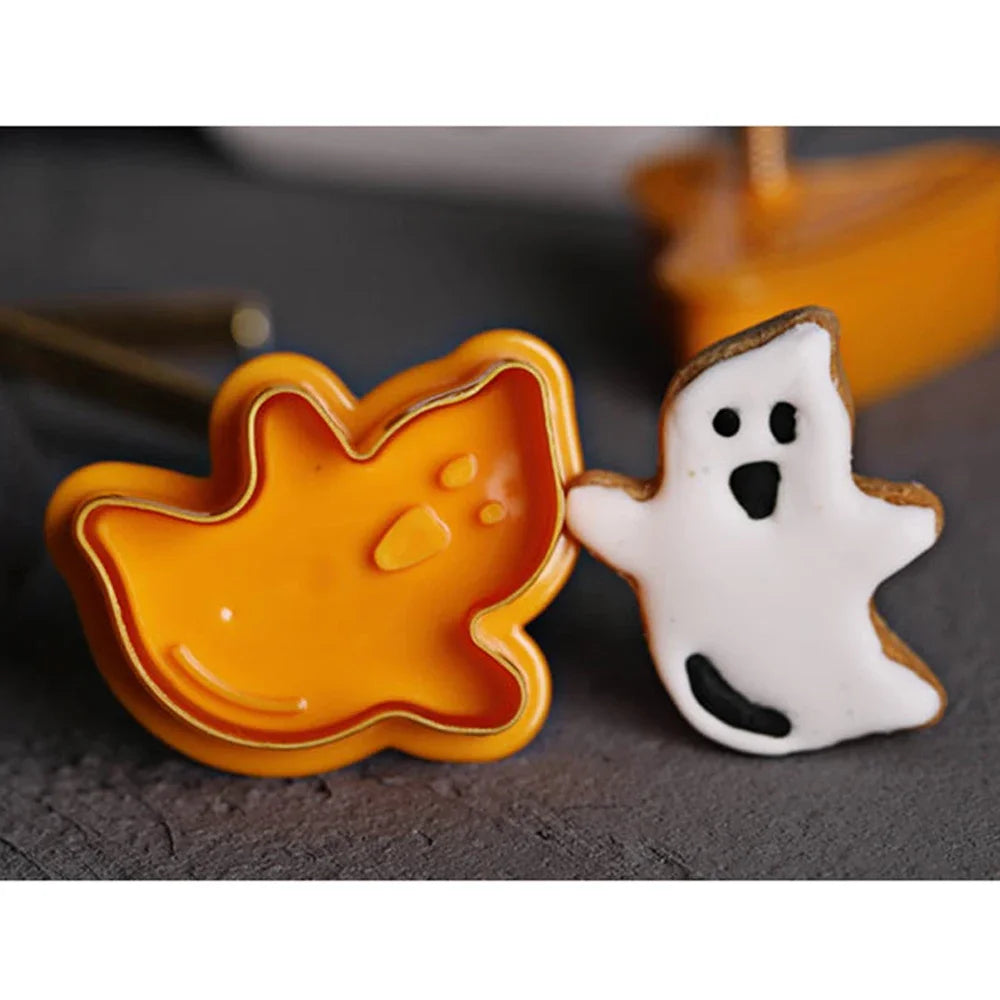 4er Set Halloween Ausstecher Kunststoff Kürbis Geist Fondant Kuchen Deko