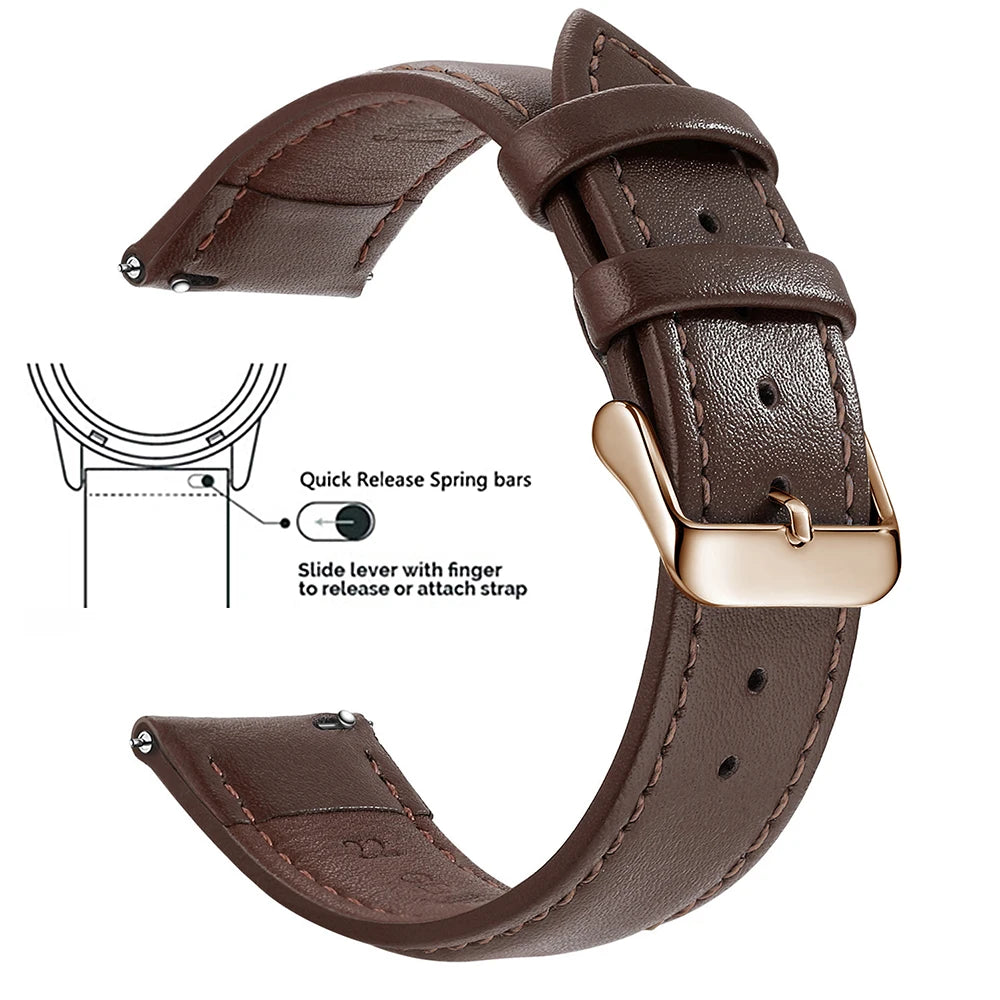 Echtleder Uhrenarmband Schnellverschluss 18/20/22mm für viele Smartwatches