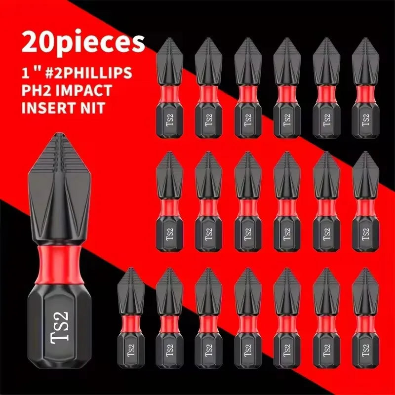 20-teiliges magnetisches PH2 Schraubendreherkopf-Set – robust - rutschfest