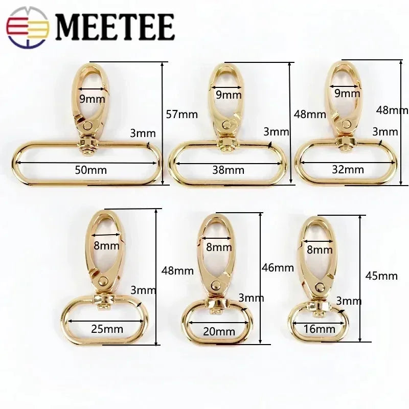 10x Metall Karabinerhaken drehbar 16-38mm für Gurtband, Schlüssel, DIY