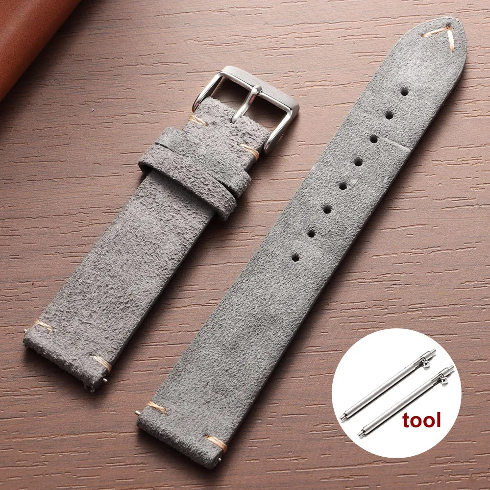 Weiches Wildleder Lederarmband mit Schnellverschluss in 14-22mm Breite
