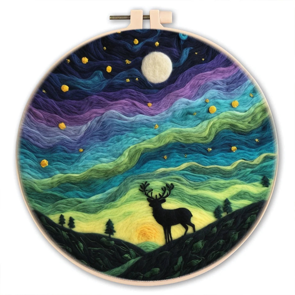 Kreatives Nadel Filz Kit für Anfänger mit Wolle, Nadeln - Filzleinwand 20x20cm
