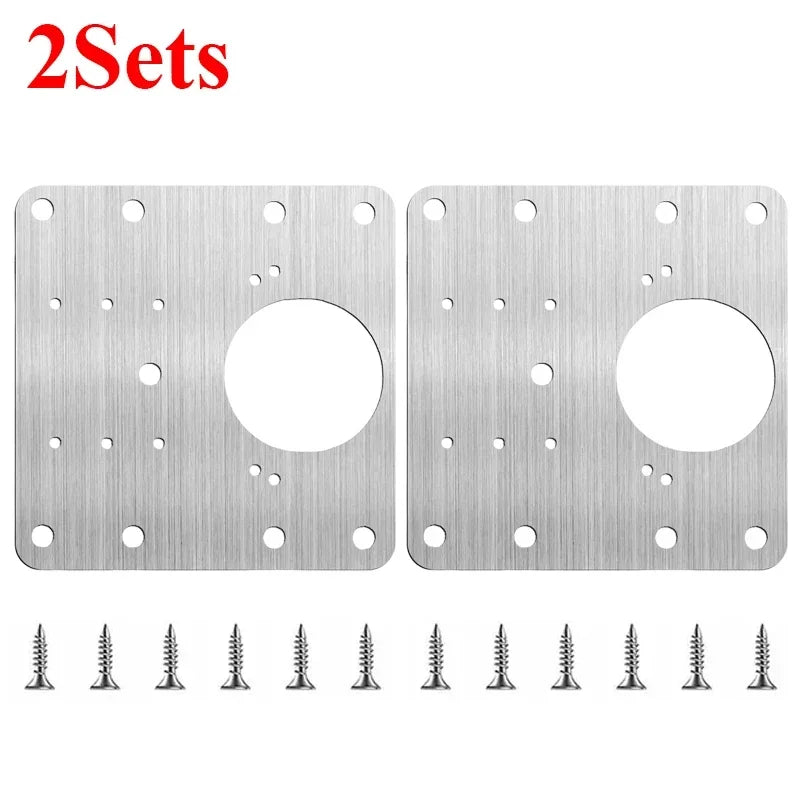 Edelstahl Reparaturplatten für Möbel-Scharniere inkl Schrauben Sets