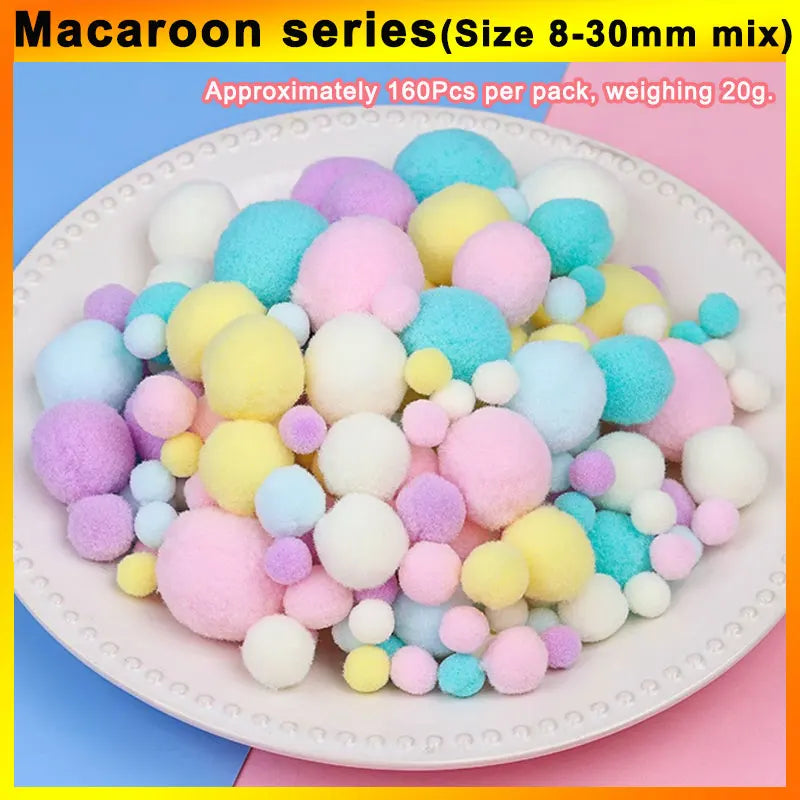 160 bunte Bastel-Pompons 8-30 mm – weicher DIY-Mix für kreative Projekte