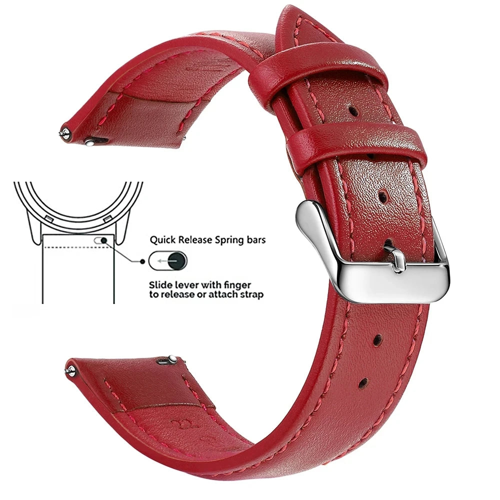 Echtleder Uhrenarmband Schnellverschluss 18/20/22mm für viele Smartwatches