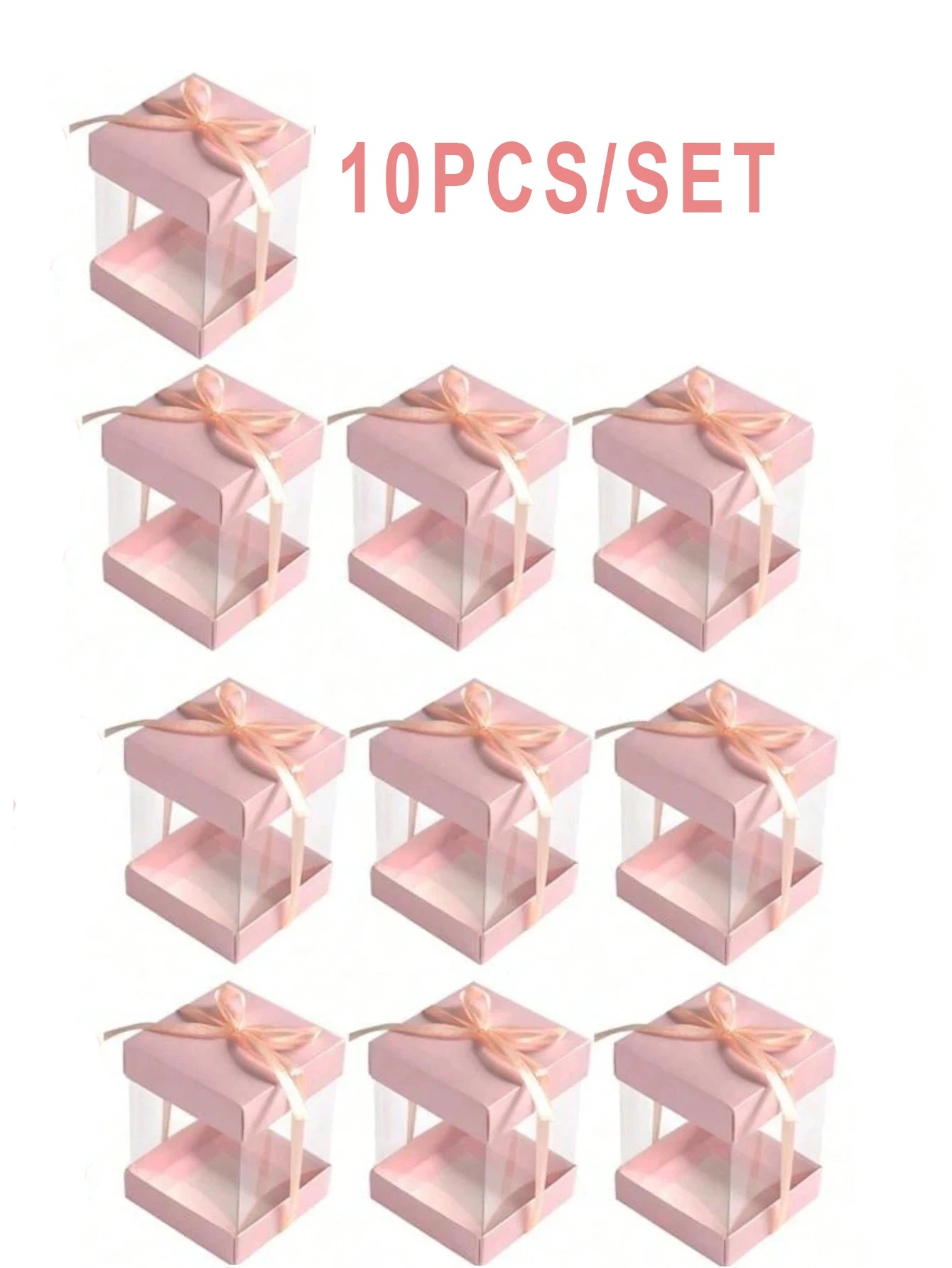 10 transparente PET Geschenkboxen mit goldenem Band, luxuriös und wiederverwendbar