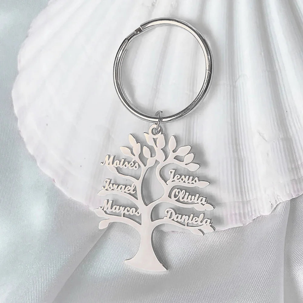 Personalisierter Baum des Lebens Schlüsselanhänger Edelstahl Frauen Geschenk
