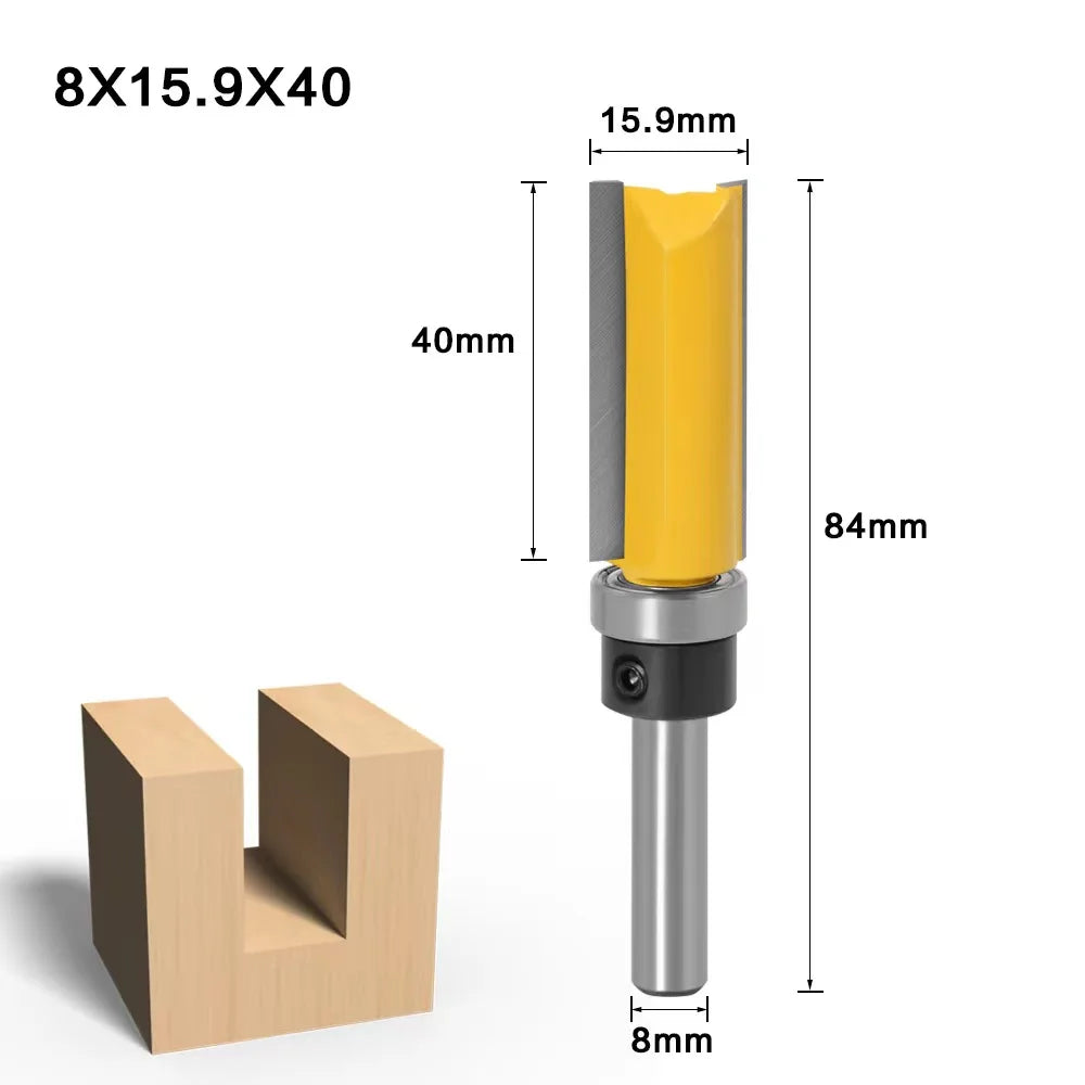 1/4 Zoll 8mm Schaft Langklinge Fräsbit mit Lager für Holzarbeiten