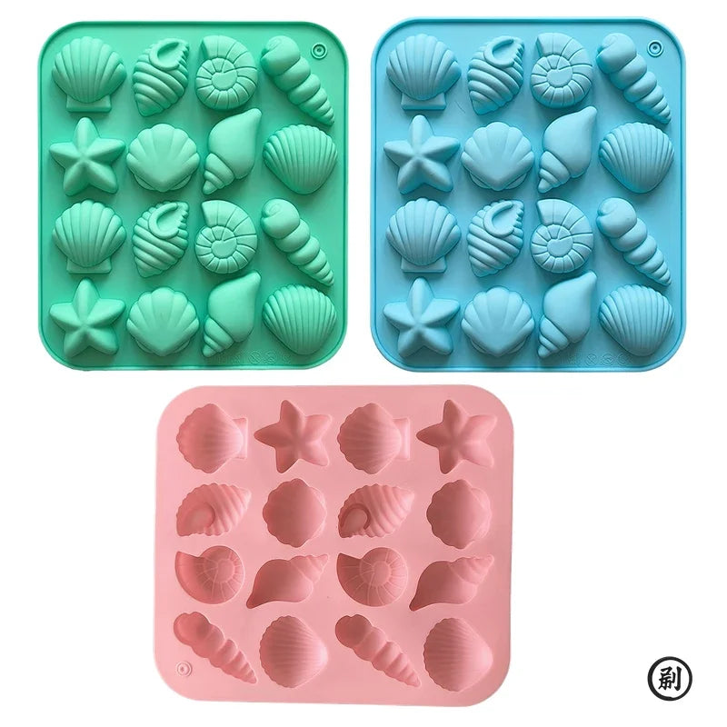 Silikonform mit 3D-Muschel- und Meerestier-Mulden für diverse Backideen