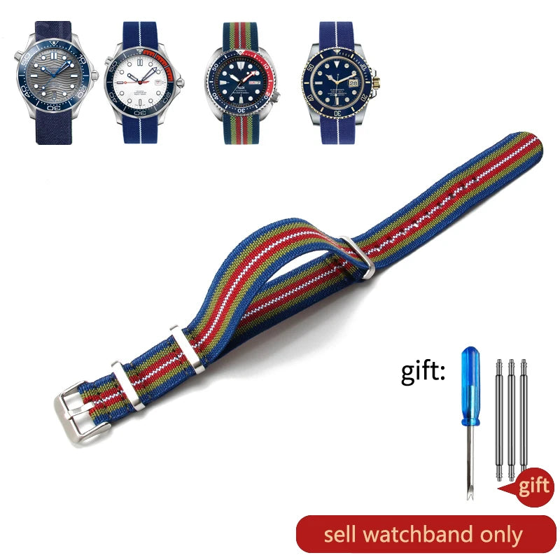 Retro Fallschirm Nylon Uhrenarmband in 18, 20 und 22 mm High Density