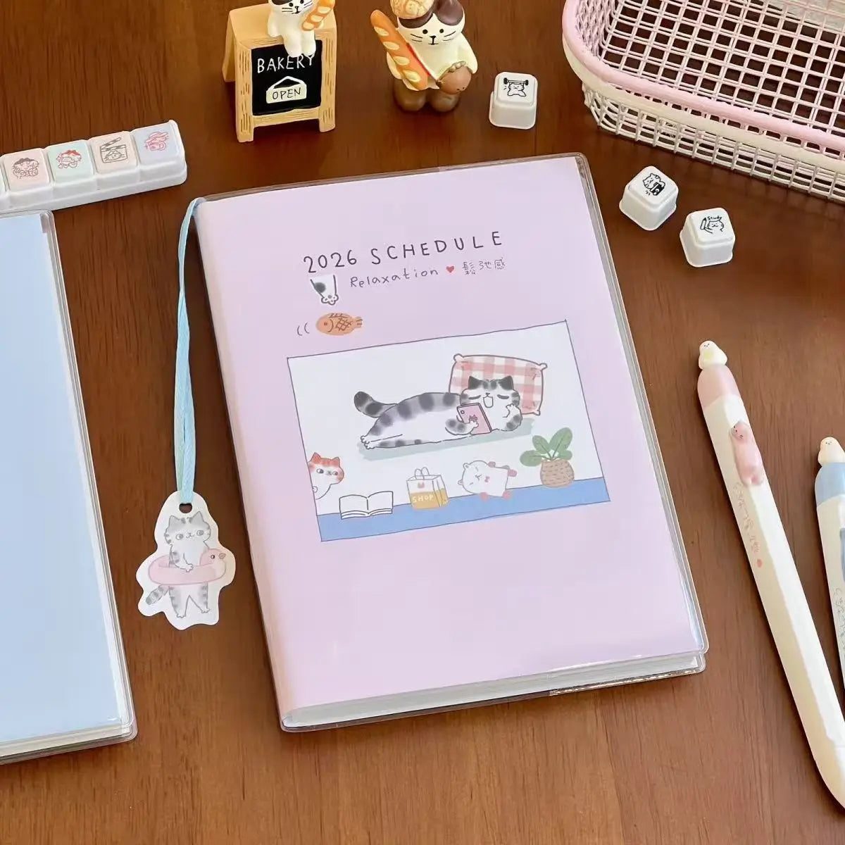 Katzenplaner 2026 B6 Notizbuch – Kawaii Studentenplaner mit farbigen Seiten-Yabubest - Home & More